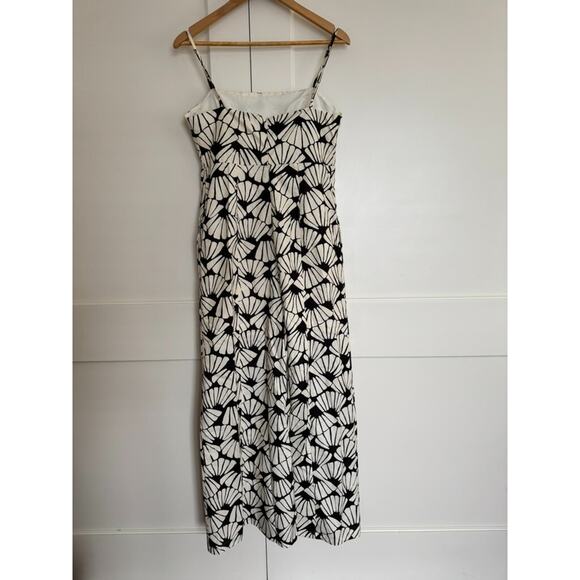 Melloday Abstract Wide Leg Jumpsuit In Bone Black & Cream Adjustable Straps M - Picture 3 of 9